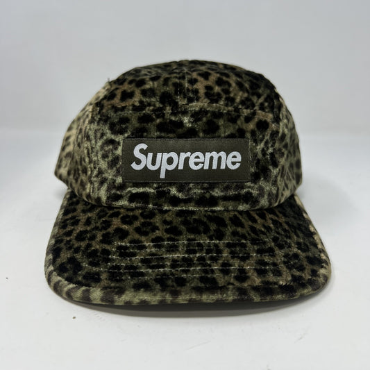 Supreme Leopard Velvet Camp Cap Olive