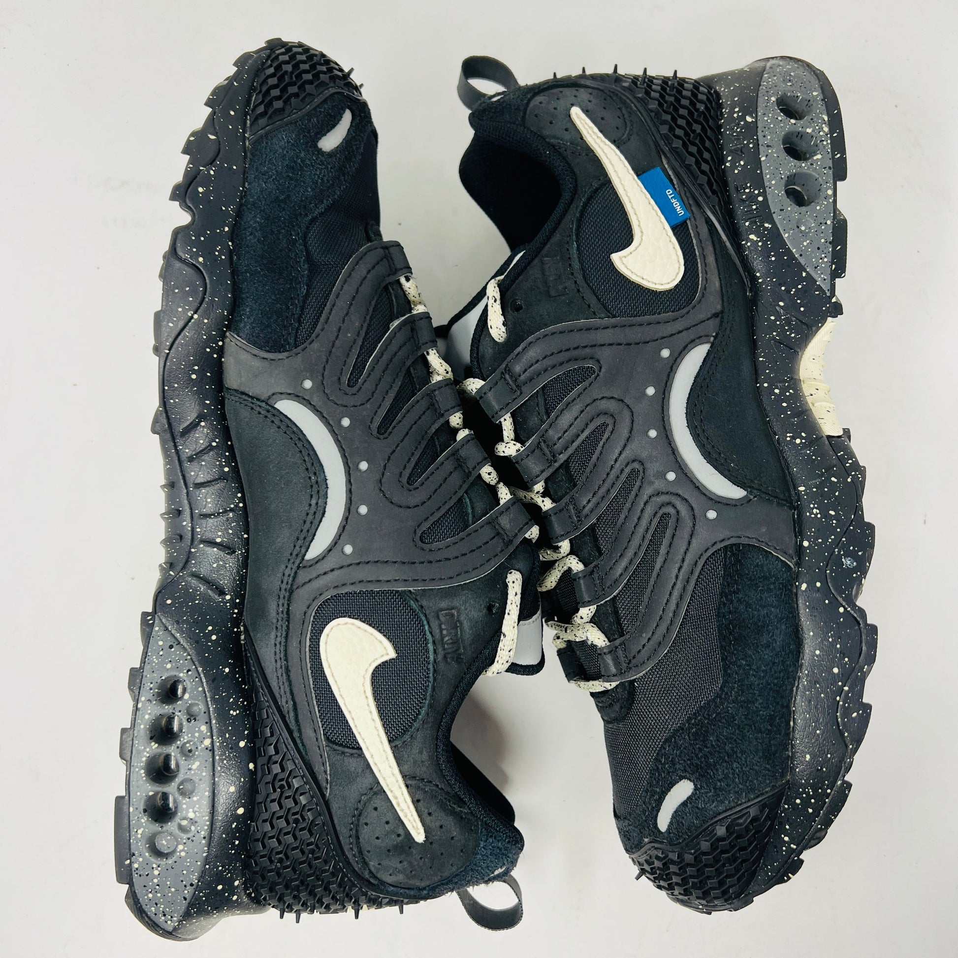 Nike Air Terra Humara Undefeated Black sneakers size 10.5 with clean uppers and soles, extra laces, 2023 model.