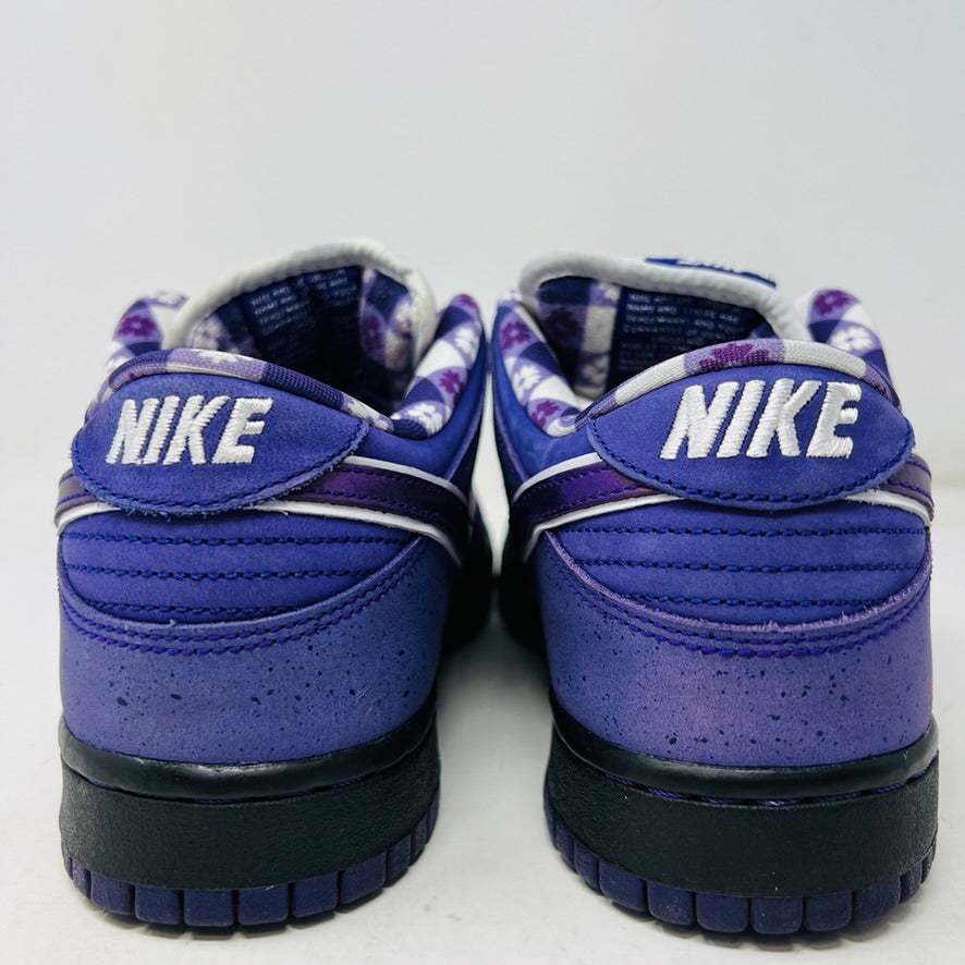 Nike SB Dunk Low Concepts Purple Lobster sneakers size 9, worn condition, 2018.