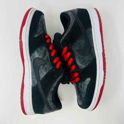 Nike SB Dunk Low Snake Eyes sneakers, size 9, 2014, black and red, no box.