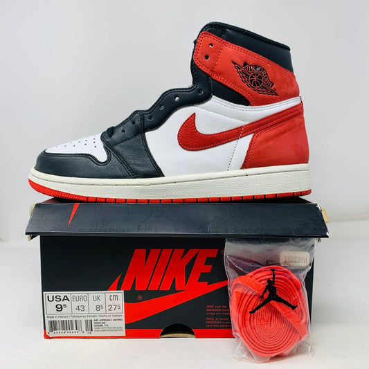 Jordan 1 Retro High Track Red with box and red laces, condition 8.5/10, 2018 release.