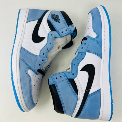 Jordan 1 Retro High OG University Blue sneakers, 9/10 condition, worn once, no box, 2021 release.