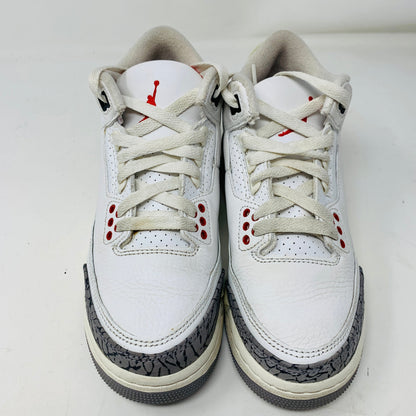 Jordan 3 Retro White Cement Reimagined (GS), 3.5Y, clean uppers, worn soles, 2023 edition.