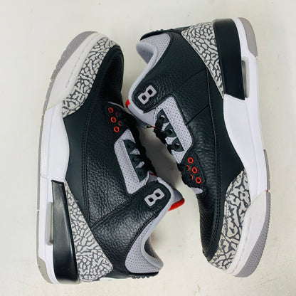 Jordan 3 Retro Black Cement 2018 sneakers, size 7.5M, in good condition with clean uppers and hang tag.