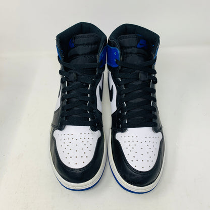 Jordan 1 Retro High Fragment sneakers, size 10.5M, 2014, with blue laces, clean uppers, good condition.