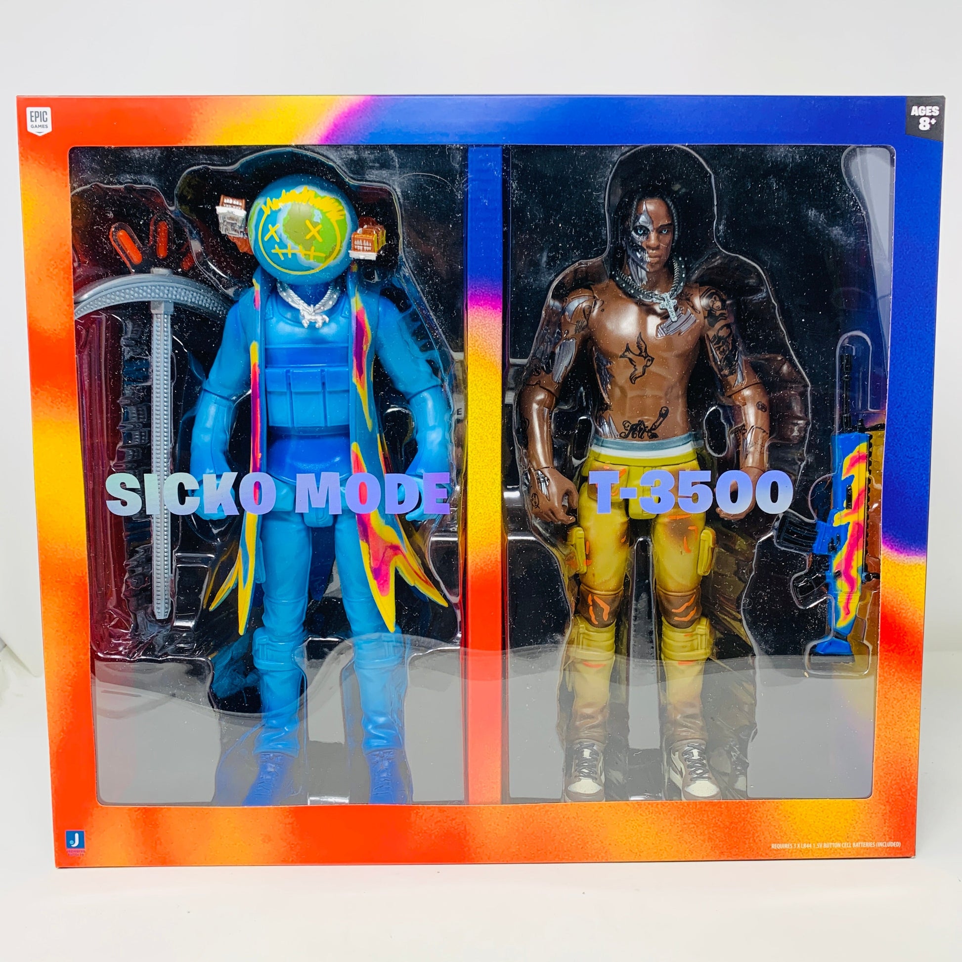 Travis Scott Cactus Jack Fortnite 12" Action Figure Duo Set in packaging.