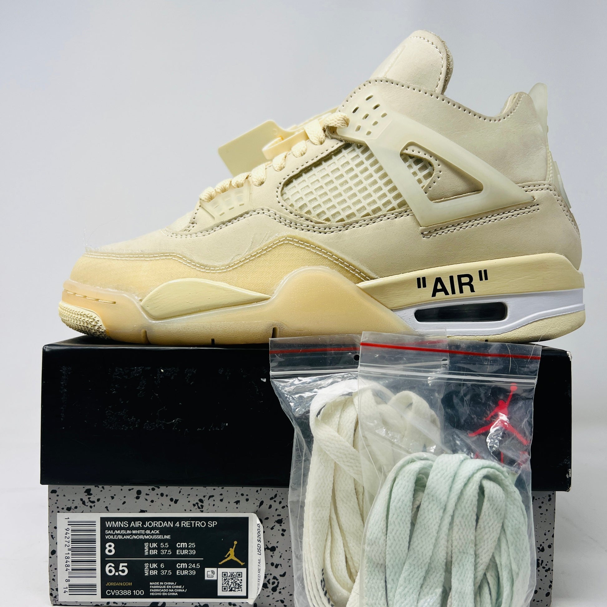 Jordan 4 Retro Off-White Sail Women's sneakers with premium materials and signature design, ideal for casual and athletic wear.