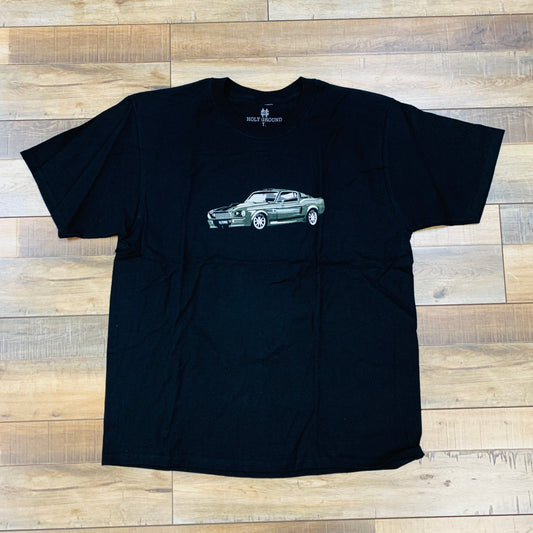 Holy Ground Mustang Tee Black with car graphic on front, classic fit, desert motif.