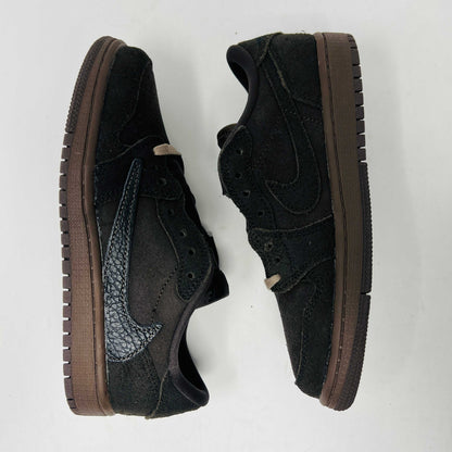 Jordan 1 Retro Low OG SP Travis Scott Velvet Brown PS sneakers, brand new, 2024 release, size 1Y, extra laces included.