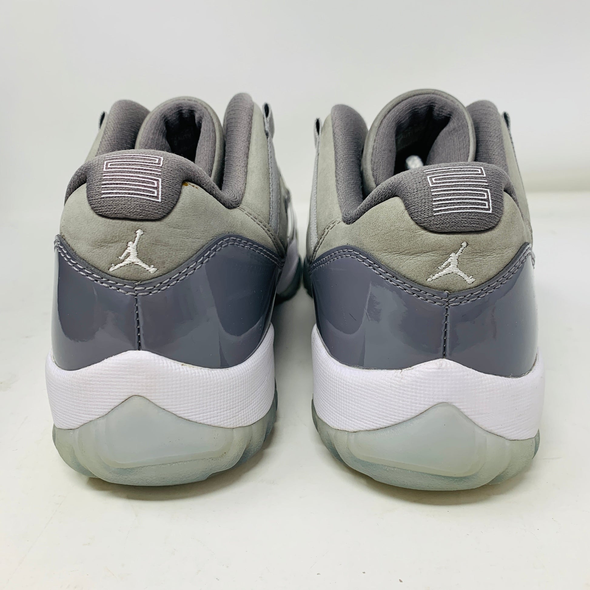 Jordan 11 Retro Low Cool Grey sneakers, size 9.5, 2018 edition, condition 8/10.