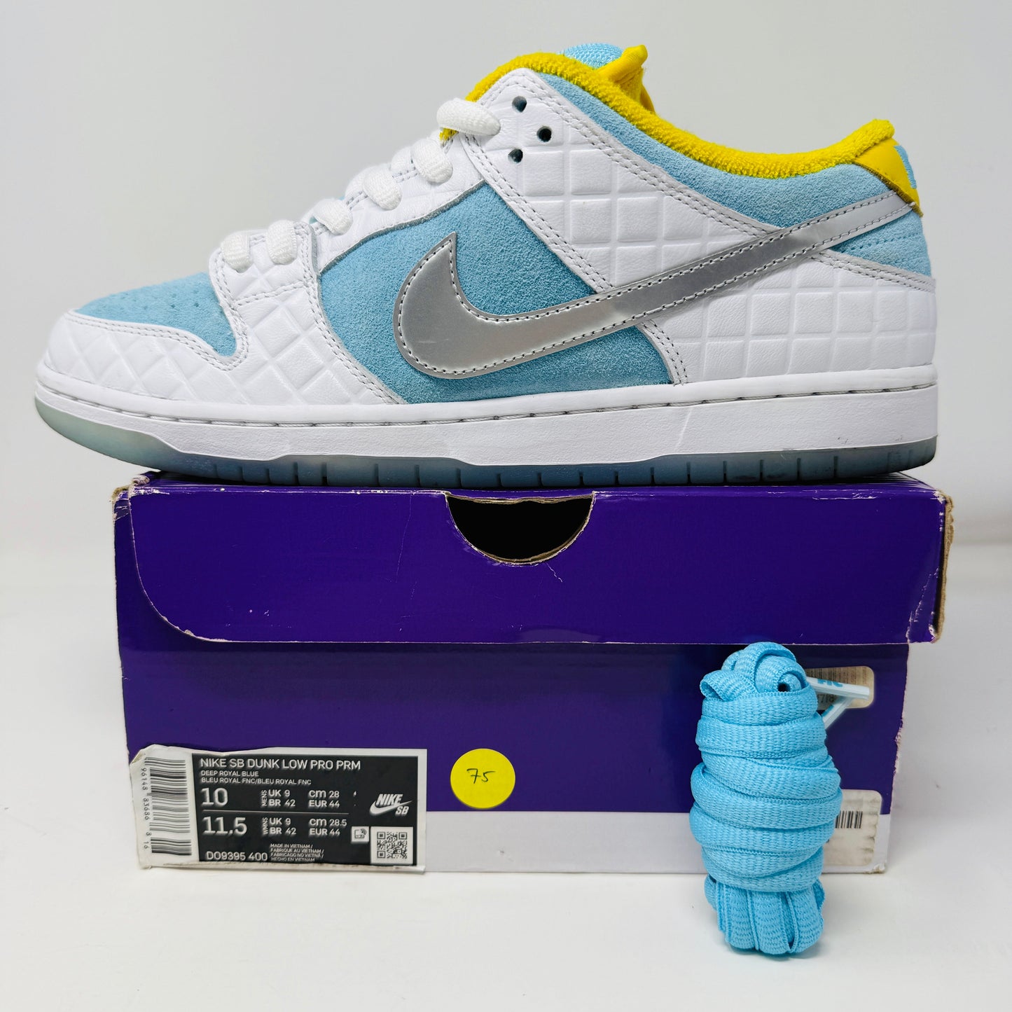 Nike SB Dunk Low FTC Lagoon Pulse shoes, size 10, 2021 edition, clean condition, with extra laces.